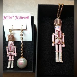 BETSEY JOHNSON Christmas Holiday Mismatch Nutcracker Earrings & Necklace NEW NWT